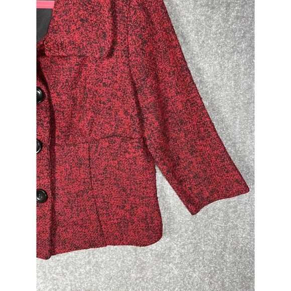 Soft Works Wool Blend 3 Button Knit Blazer Womens Size 10 Red Black 3/4 Sleeve - Picture 7 of 14